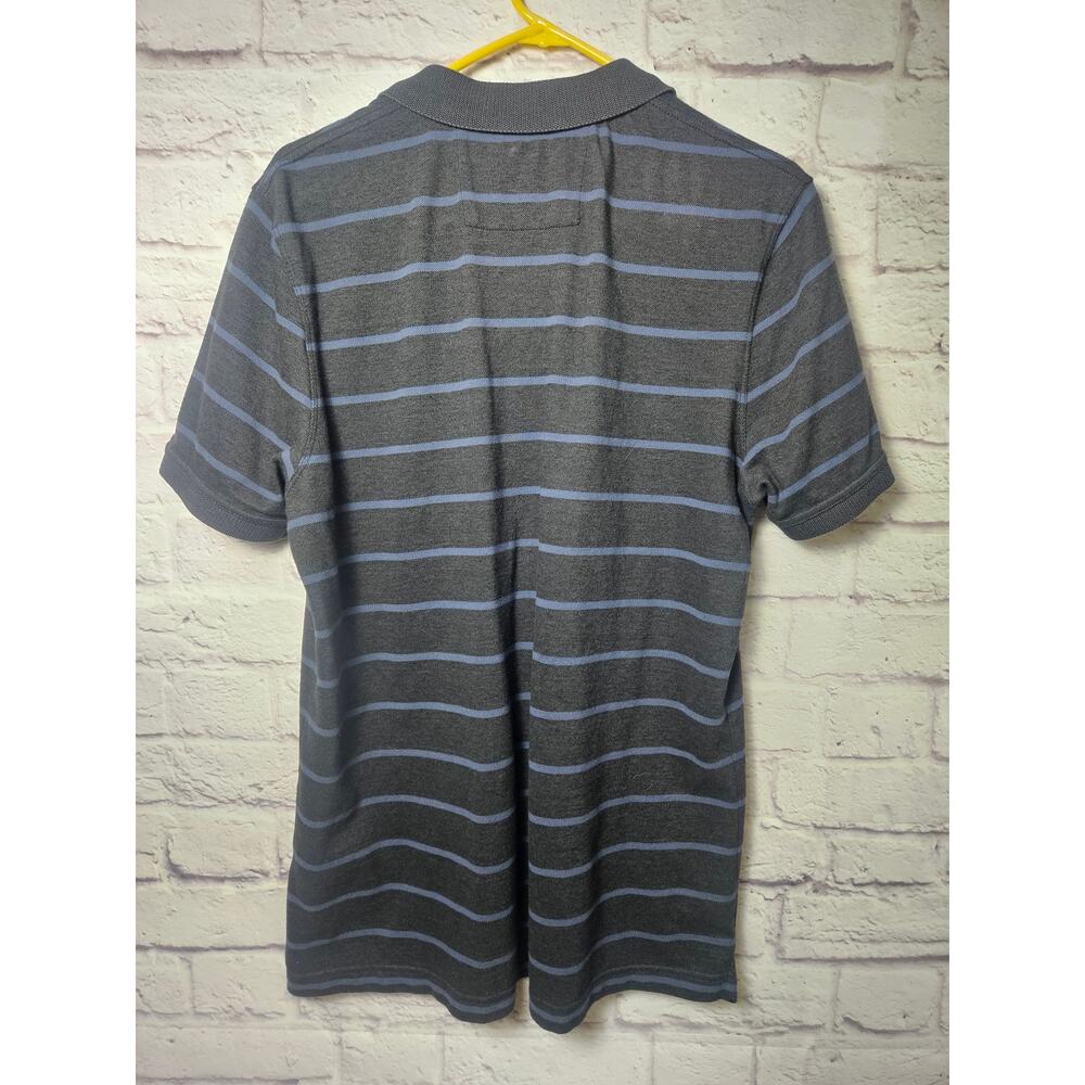 Banana Republic Men's Short Sleeve Polo Shirt Gray Blue Stripes Large‎ - Picture 2 of 6